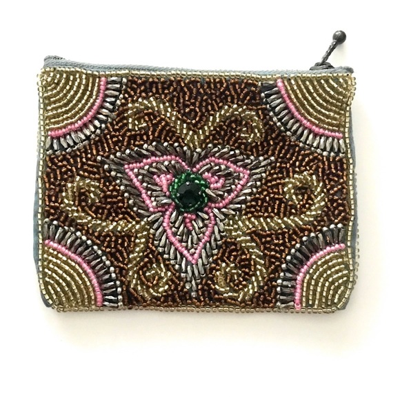Allover Hand-beaded Boho Coin Purse - Picture 1 of 5